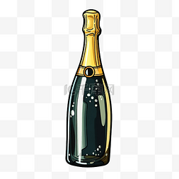 卡通风格的香槟瓶png所有元素都是