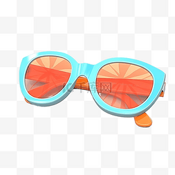 有趣的时尚太阳镜夏季对象的 3D 