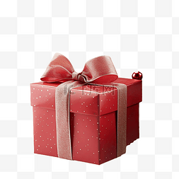 红色的圣诞礼盒图片_绿杉树枝上带蝴蝶结的圣诞红色礼
