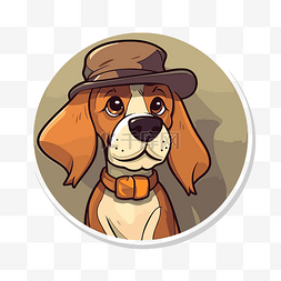 卡通小猎犬徽章与帽子卡通人物 