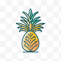 带有黄色条纹设计的岛屿菠萝图标