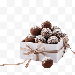 自制巧克力松露，盒装可可和椰子