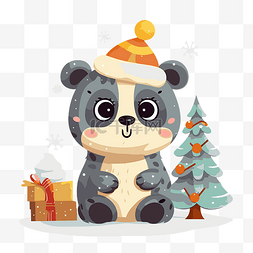 卡通熊猫图片_聖誕動物 向量