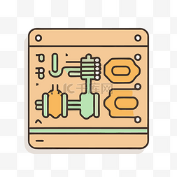 电路板icon图片_带螺丝和电线的电子零件的平面图