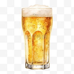 白色啤酒泡沫图片_水彩啤酒杯分离插画ai生成