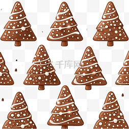 符壁纸图片_圣诞树形姜饼无缝图案与巧克力釉