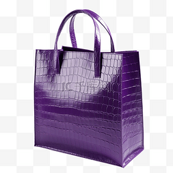 紫色鳄鱼纹购物袋