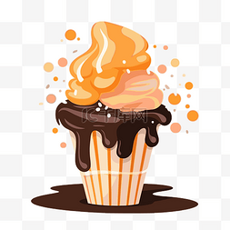 冰淇淋与蛋糕图片_冰淇淋剪贴画橙色甜点与巧克力糖
