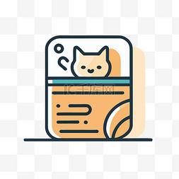 猫粮背景图片_包中的猫图标线平面插图 向量
