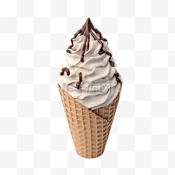 华夫饼锥体中带有配料的冰淇淋巧