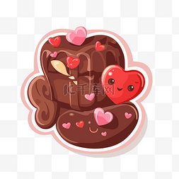 心形巧克力卡通图片_有趣的巧克力心形贴纸剪贴画 向