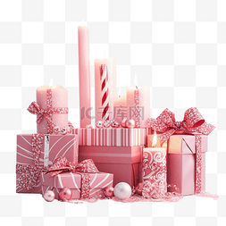公寓图片_带粉色纸盒的圣诞快乐组合物