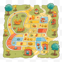 游戏地图矢量图片_游乐场的跳房子剪贴画卡通地图 