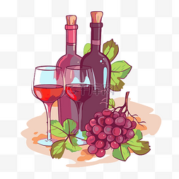 酒红酒葡萄酒图片_葡萄酒剪贴画矢量图的红酒与瓶酒