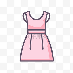 矢量界面设计图片_粉红色连衣裙线性图标矢量插图设