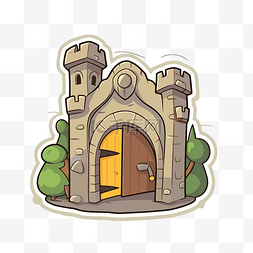 有门的卡通城堡 向量