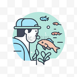 有鱼的海洋图片_农业环境示例中间有一个戴帽子的
