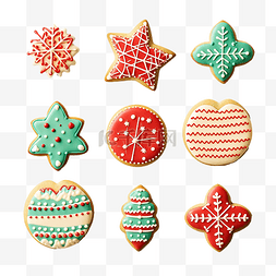 各种形状的自制圣诞装饰糖饼干