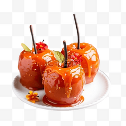 焦糖红苹果和糖装饰是节日万圣节