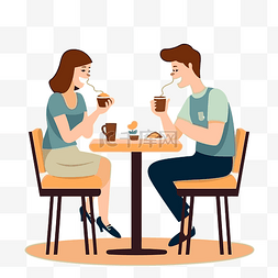 第一次约会剪贴画年轻夫妇在餐厅