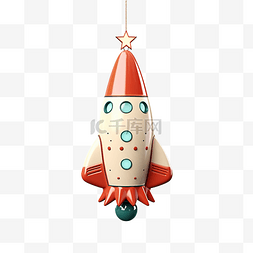 写字之星图片_挂在圣诞树上的火箭形式的圣诞玩