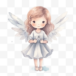 天使翅膀卡通白色图片_天使卡通可爱水彩