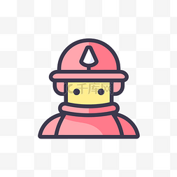 消防员背景图片_白色背景上的线人图标粉红色消防