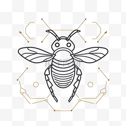 蜜蜂简单图片_白色背景上蜜蜂的线性图 向量