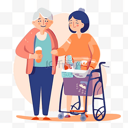 手老年图片_护理剪贴画老年夫妇协助老年步行