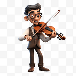 人物爵士图片_专业小提琴手3D人物插画