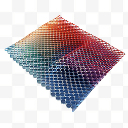 方格铁网图片_白色背景上彩色金属网板的 3D 渲