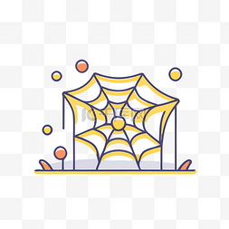 里面有蜘蛛的网的线条插图 向量