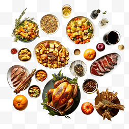 高角度分类与美味的感恩节食物