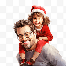 女孩子喜欢图片_圣诞节期间在家背着孩子的快乐父