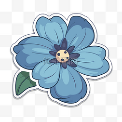 藍色花朵貼紙 向量