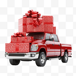红色卡车上的大圣诞礼品包准备交