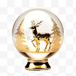 透明风格图片_圣诞玻璃球中的金鹿