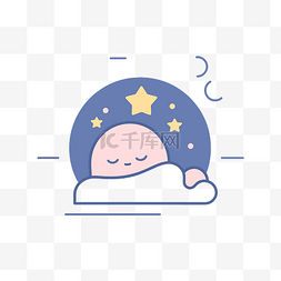 熟睡的婴儿与星星和云图标下载免