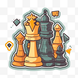国际象棋棋子和棋子设计卡通矢量