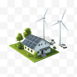 网格元素图片_可再生能源能源系统图 3d