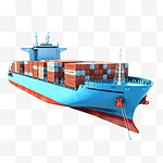 远洋运输中装有集装箱的货船隔离运输货运海运或海运概念 3d 插图或 3d 渲染