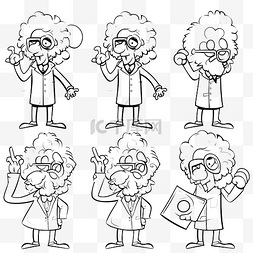 卡通男性角色图片_概述科学教授卡通人物姿势矢量手