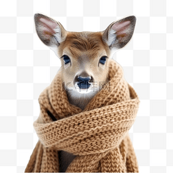 戴着围巾的可爱鹿的肖像