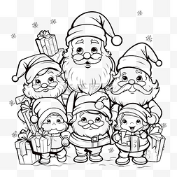 系列圣诞老人图片_圣诞节期间着色书页上的卡通圣诞