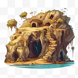 洞穴剪贴画 一个古老的洞穴和小