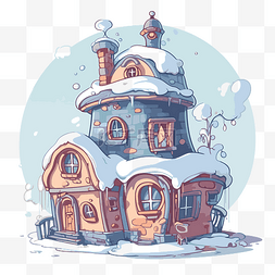 冬天的房子卡通图片_冬天的房子 向量