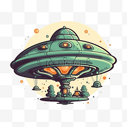 ufo 剪贴画卡通外星人宇宙飞船飞