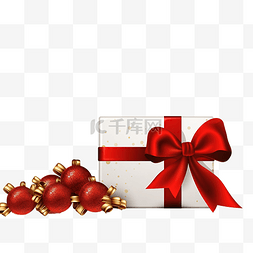 圣诞折扣卡，带红丝带和圣诞礼物