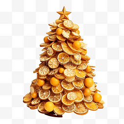 干柠檬图片_美丽的干柠檬圣诞树，装饰隔离