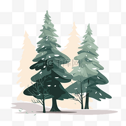 三棵松树图片_冬天的松树 向量